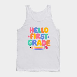 Hello First Grade Girls Boys Teacher First Day Of Shool Tank Top